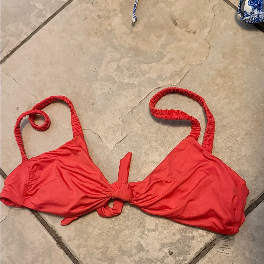 Vitamin A Red Bikini Top with Knot Detail size medium